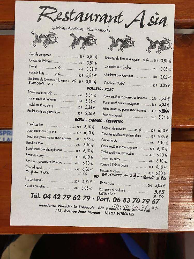 Restaurant Asia - Menu Image 1